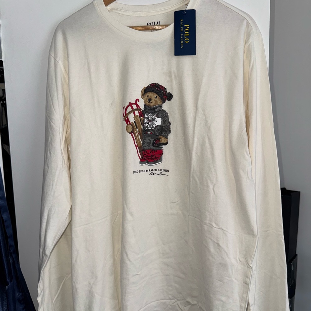 Ralph Lauren White Bear Graphic Long Sleeve Shirt